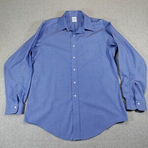 Brooks Brothers Shirt Mens 16.5-35 Slim Fit Blue Non-Iron Oxford Button Down